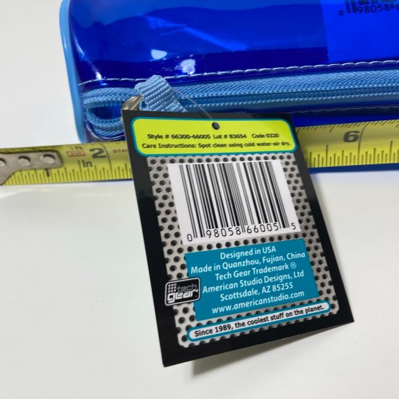 5 Blue Makeup Bag Pencil Zipper Organizer Tube - Picture 7 of 9